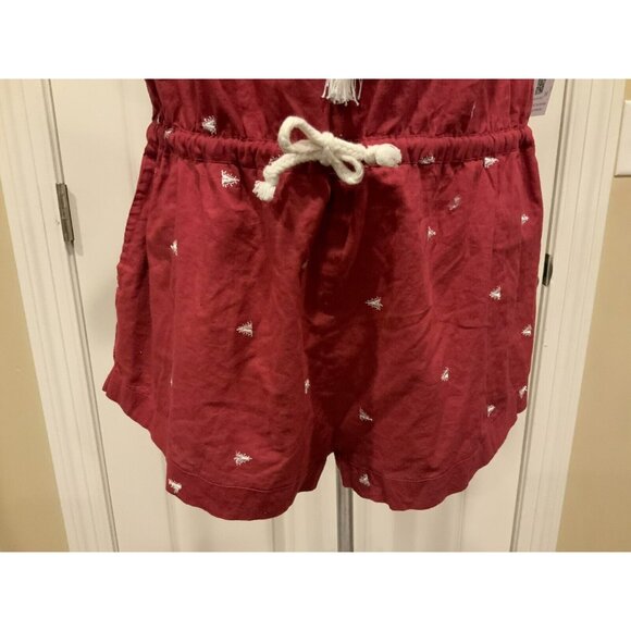 Intimately Free People Red & White Santorini Off-Shoulder Romper W/Tie, Size S - Picture 3 of 10